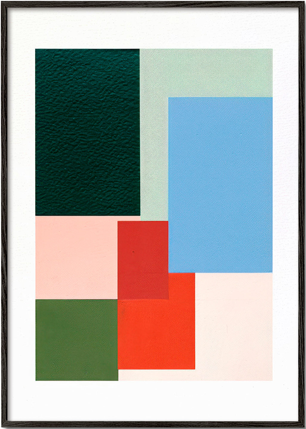 Geometrisk plakat med pastelfarvede blokke – Black Frame