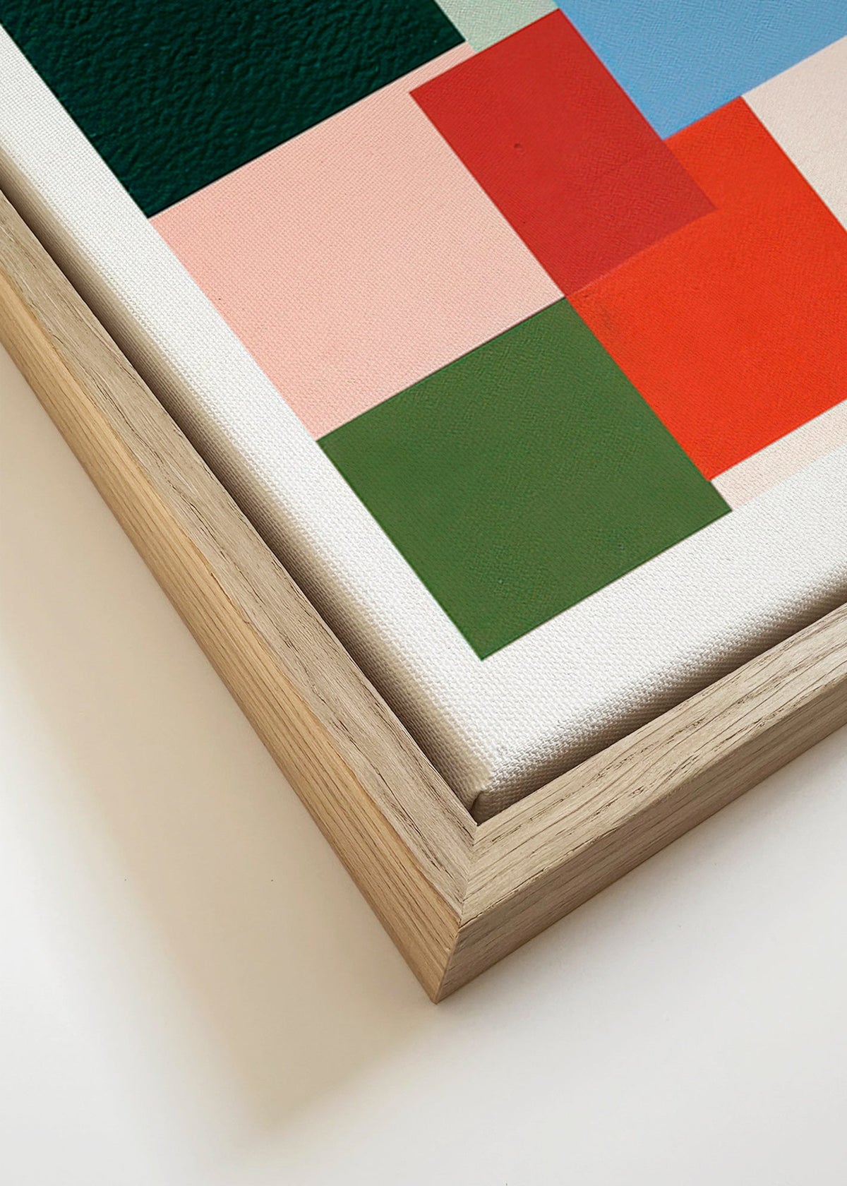 Geometrisk plakat med pastelfarvede blokke – Canvas detail
