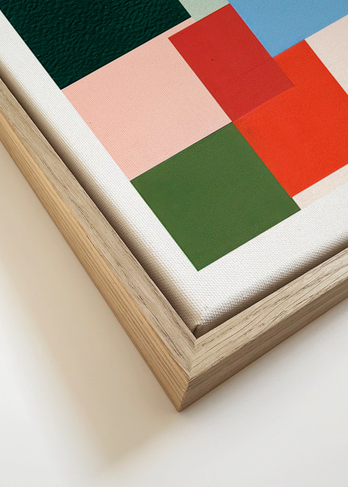 Geometrisk plakat med pastelfarvede blokke – Canvas detail