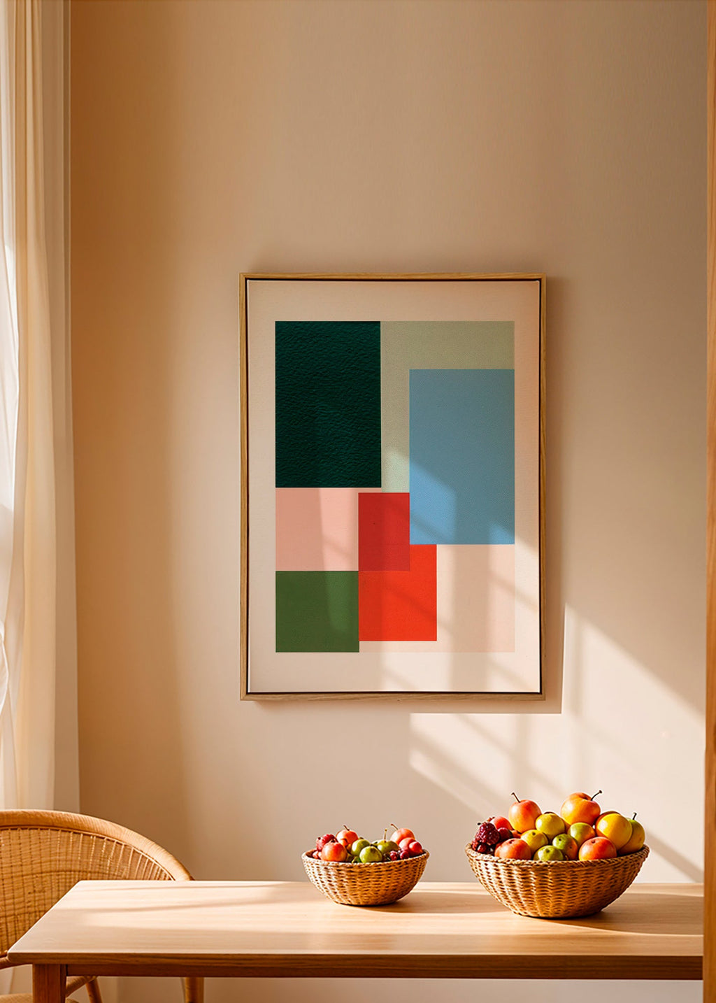 Geometrisk plakat med pastelfarvede blokke – Canvas1