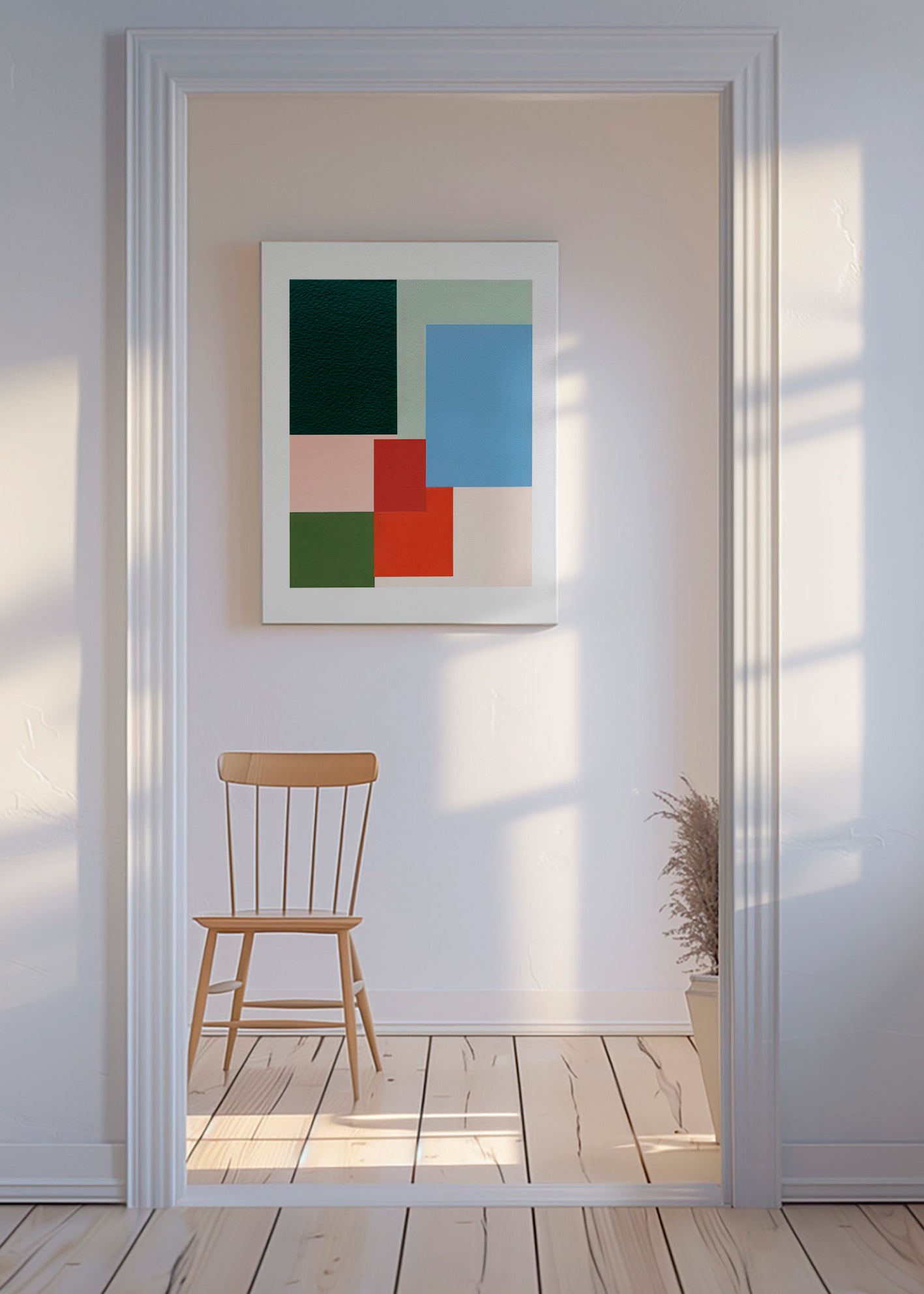 Geometrisk plakat med pastelfarvede blokke – Canvas