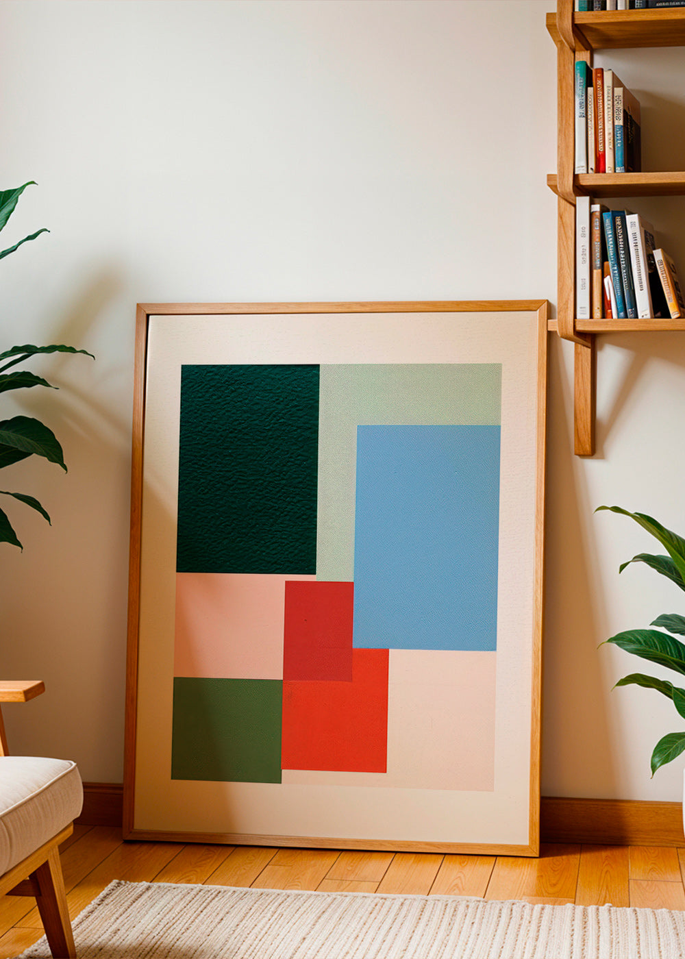 Geometrisk plakat med pastelfarvede blokke – Product1