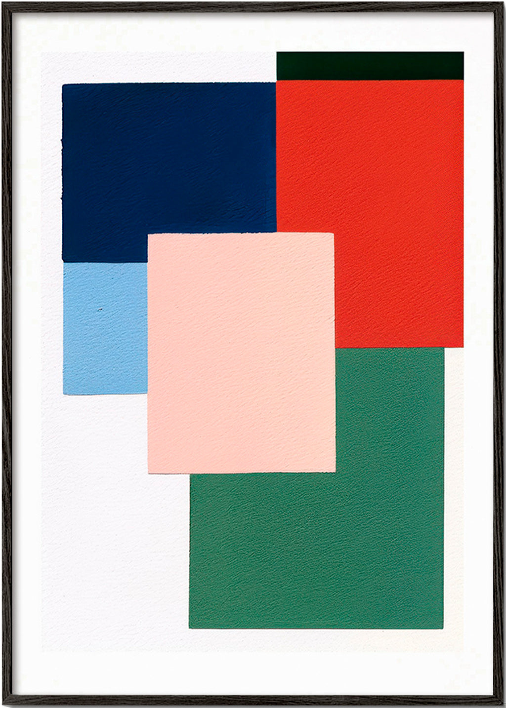 Geometrisk plakat med overlappende farveblokke – Black Frame