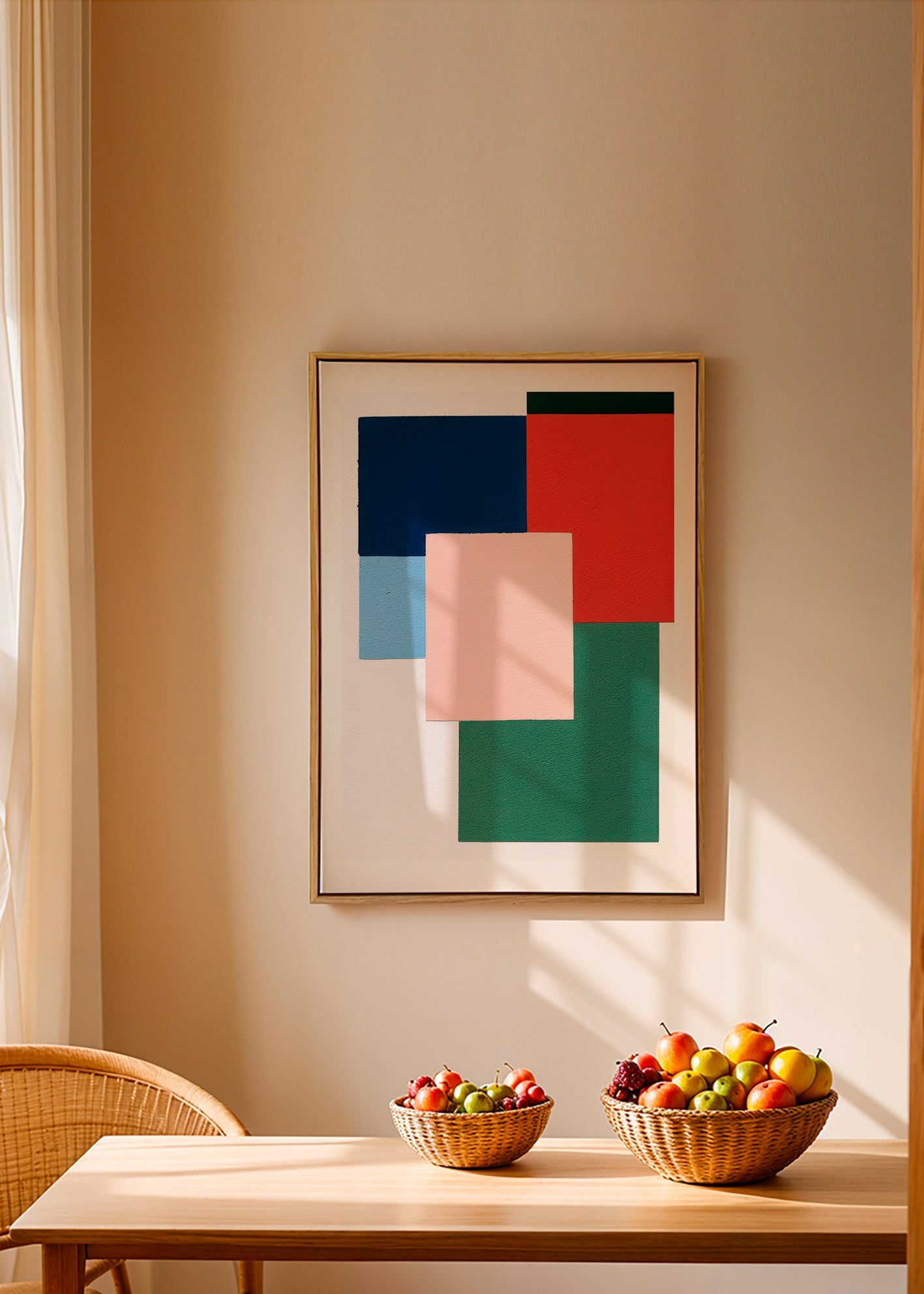Geometrisk plakat med overlappende farveblokke – Canvas2