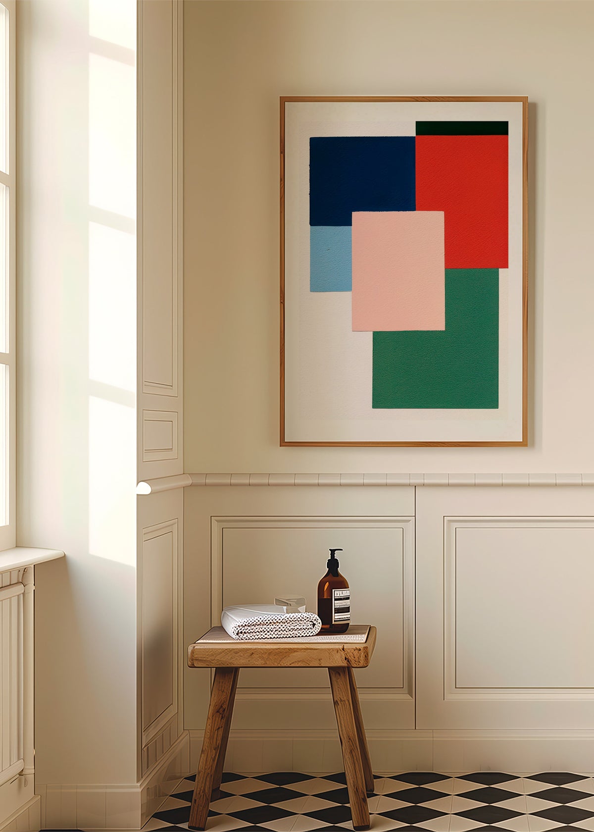 Geometrisk plakat med overlappende farveblokke – Product1