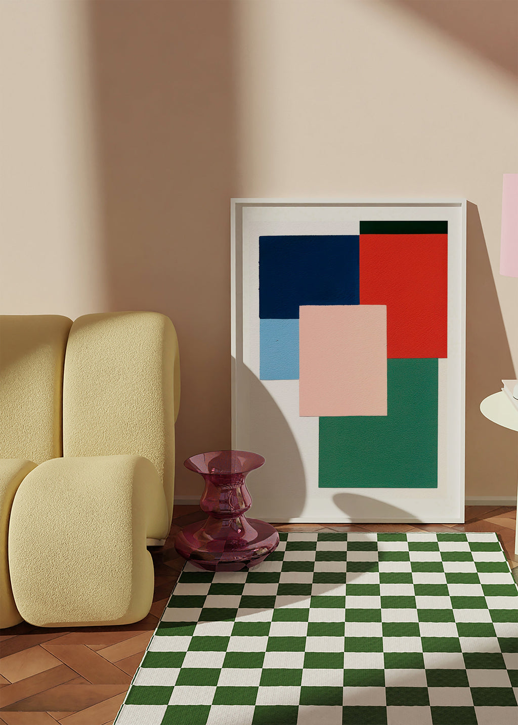 Geometrisk plakat med overlappende farveblokke – Product3