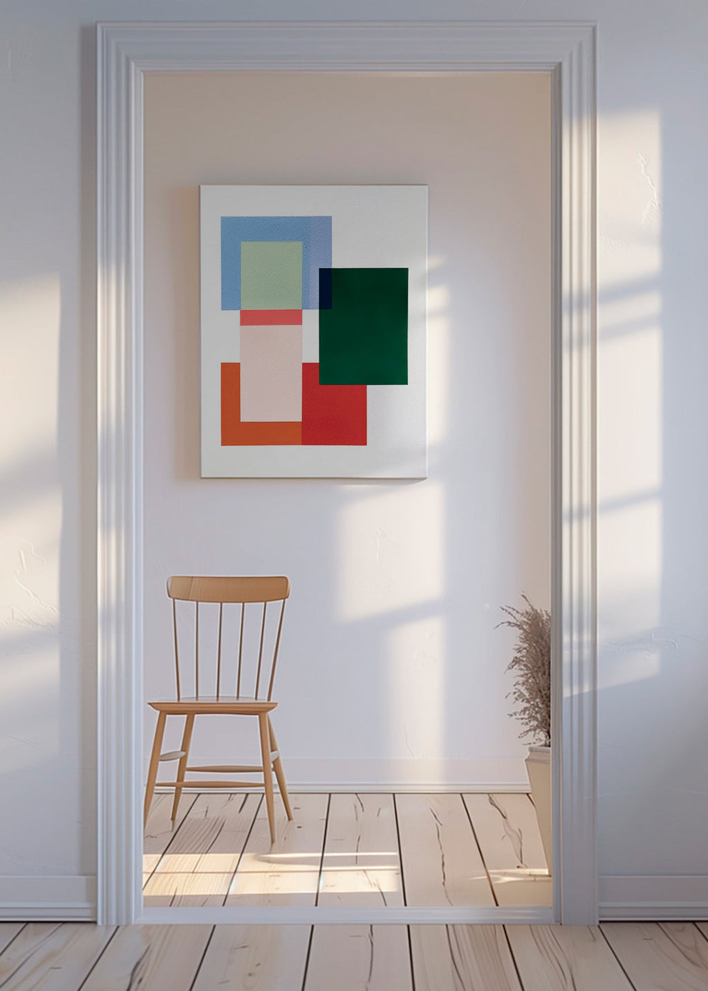 Abstrakt kunst med stablede rektangler – Canvas