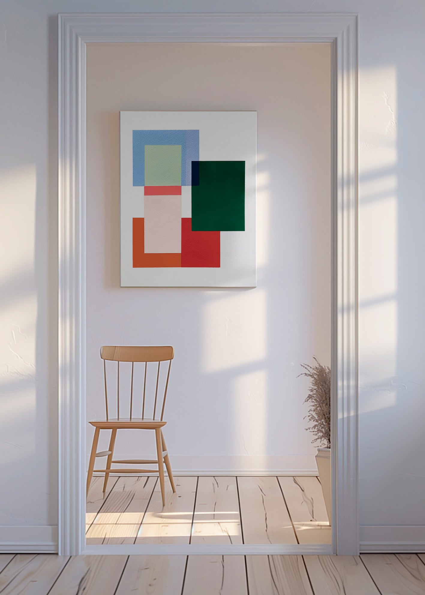 Abstrakt kunst med stablede rektangler – Canvas