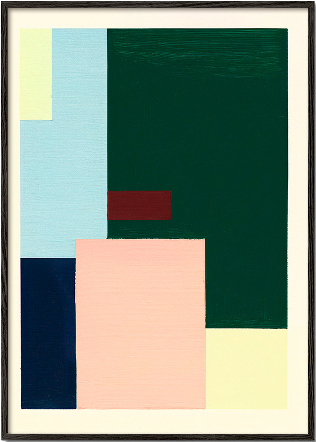 Geometrisk plakat med dybgrønt felt – Black Frame