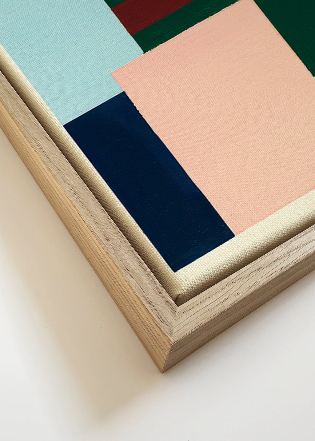 Geometrisk plakat med dybgrønt felt – Canvas detail