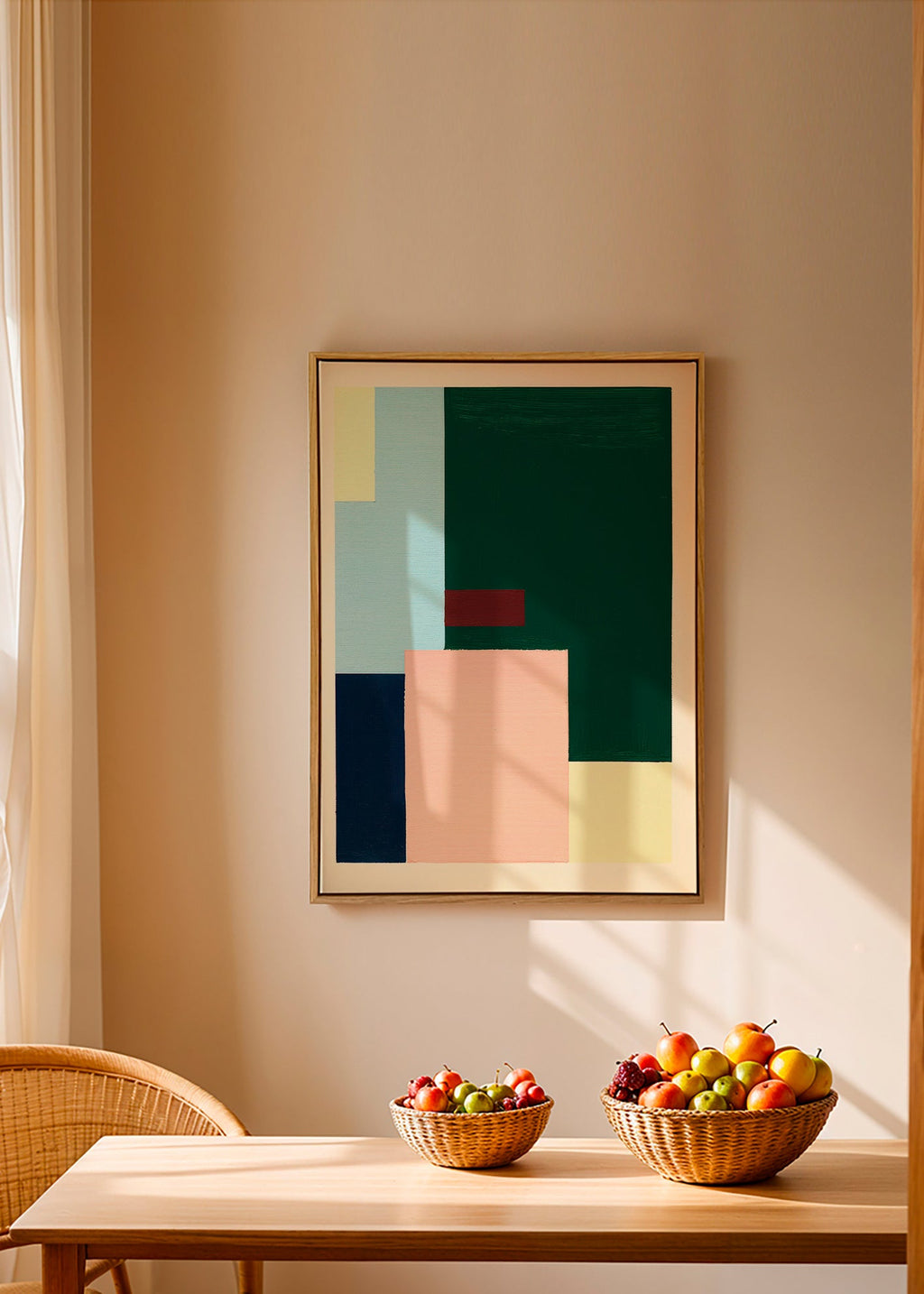 Geometrisk plakat med dybgrønt felt – Canvas1