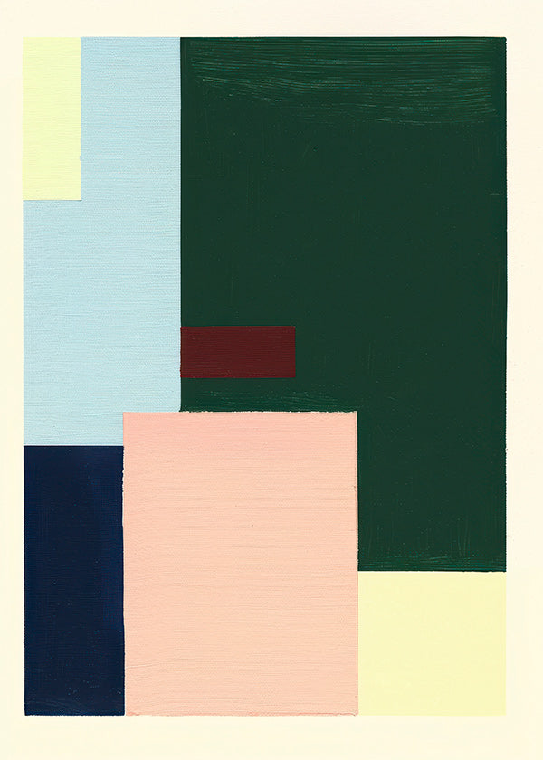 Geometrisk plakat med dybgrønt felt