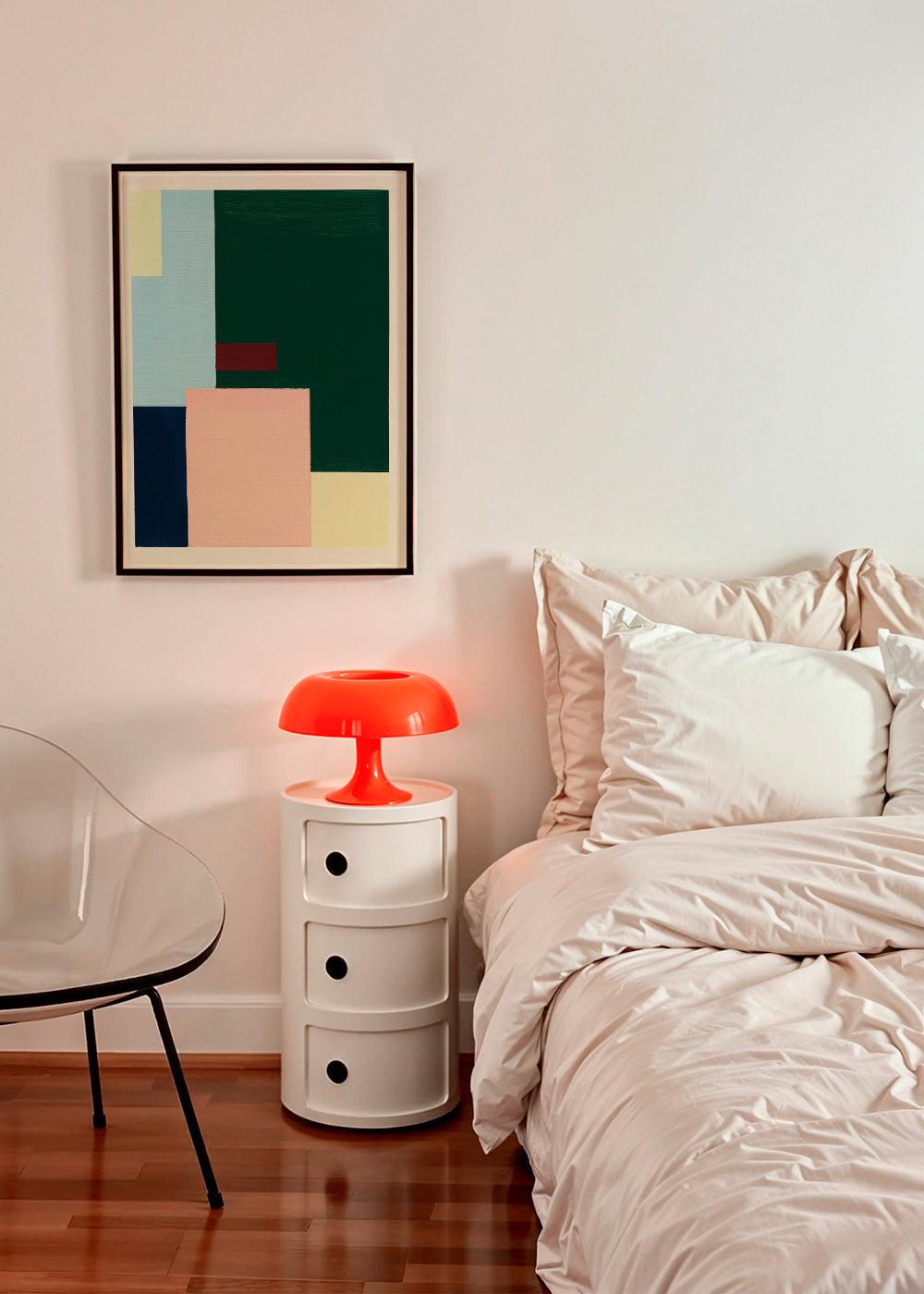 Geometrisk plakat med dybgrønt felt – Product1