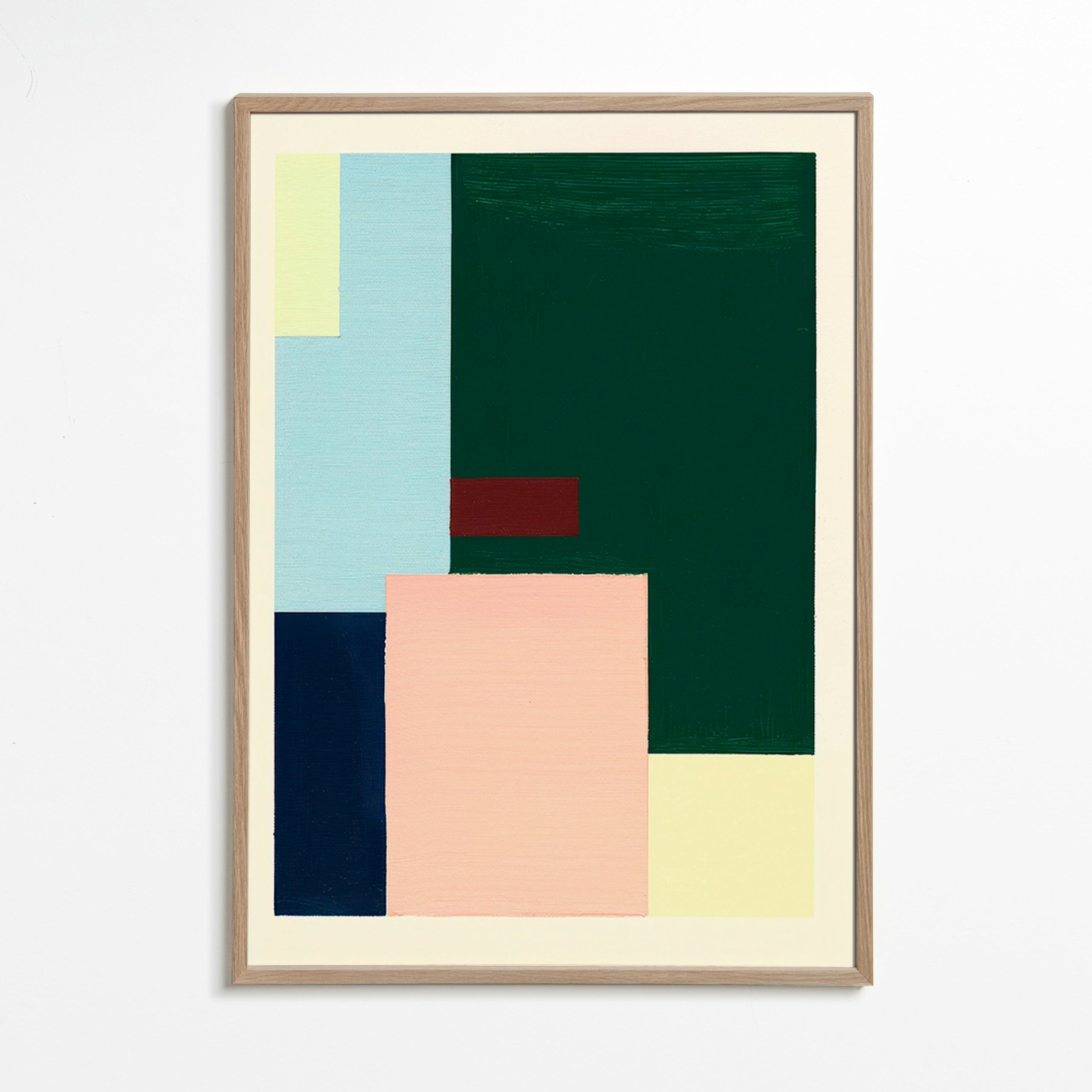 Geometrisk plakat med dybgrønt felt – Oak Frame