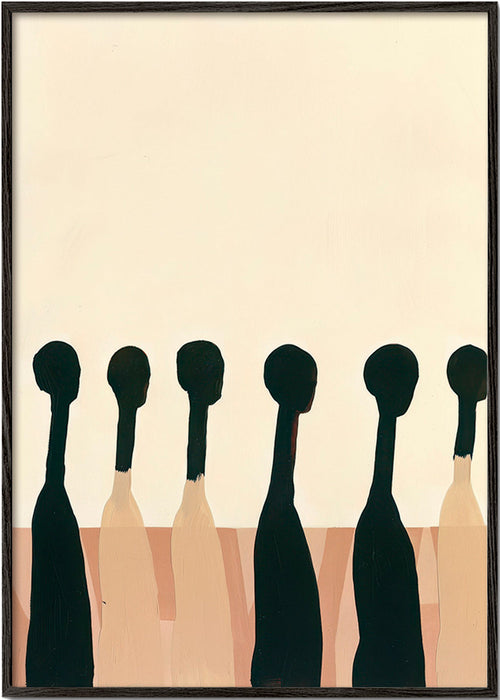 Abstrakt kunst med udstrakte figurer – Black Frame