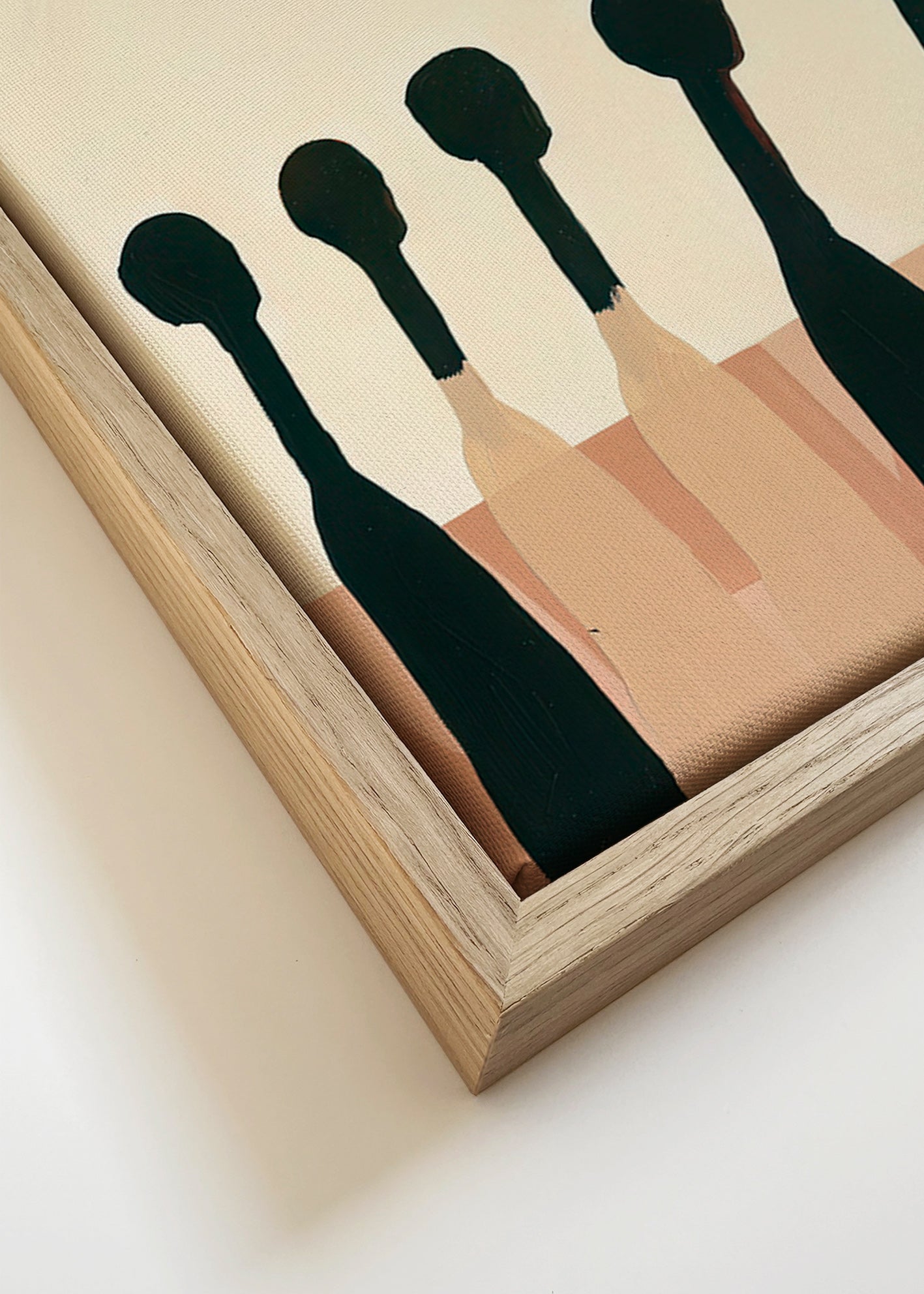 Abstrakt kunst med udstrakte figurer – Canvas detail