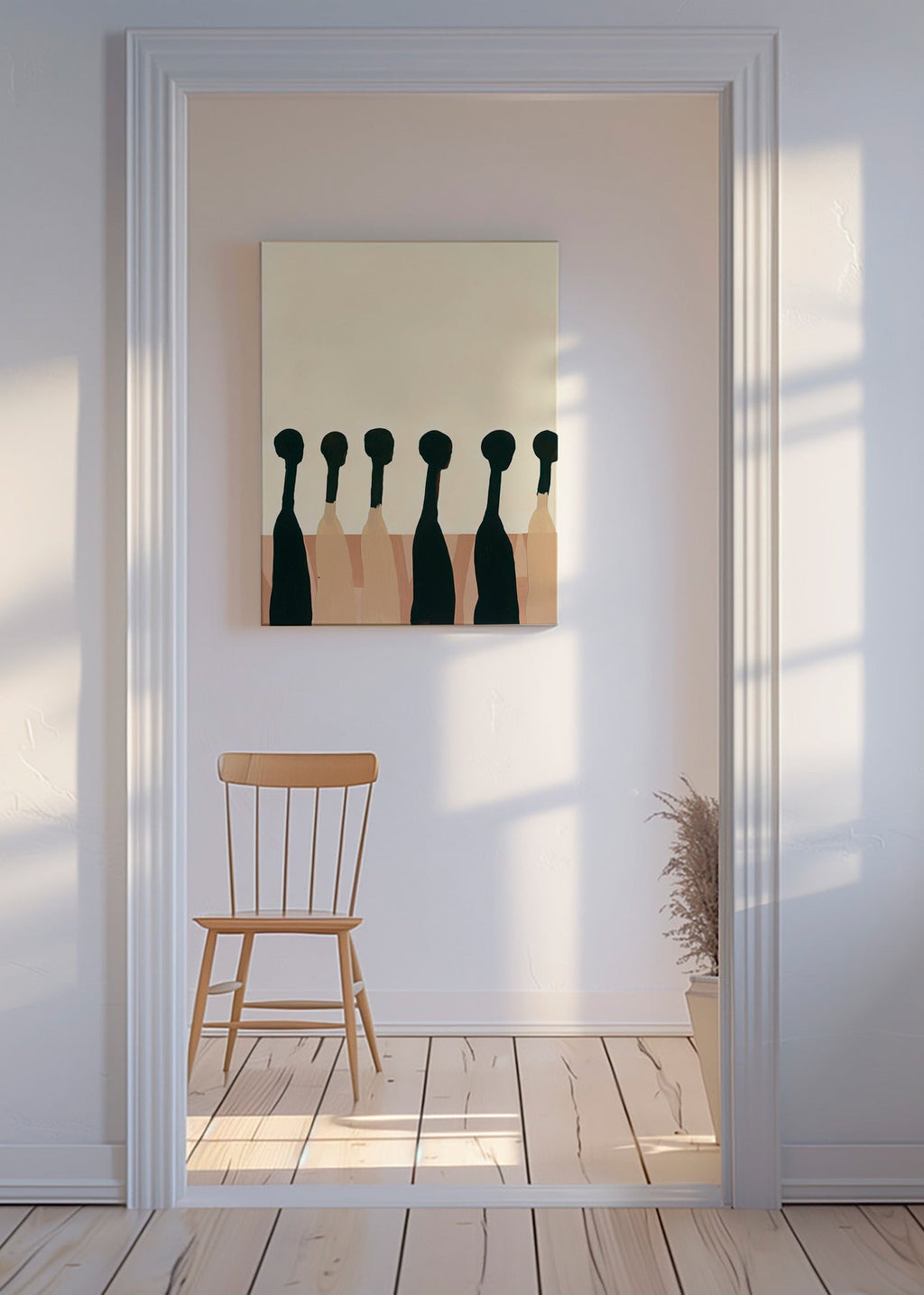 Abstrakt kunst med udstrakte figurer – Canvas