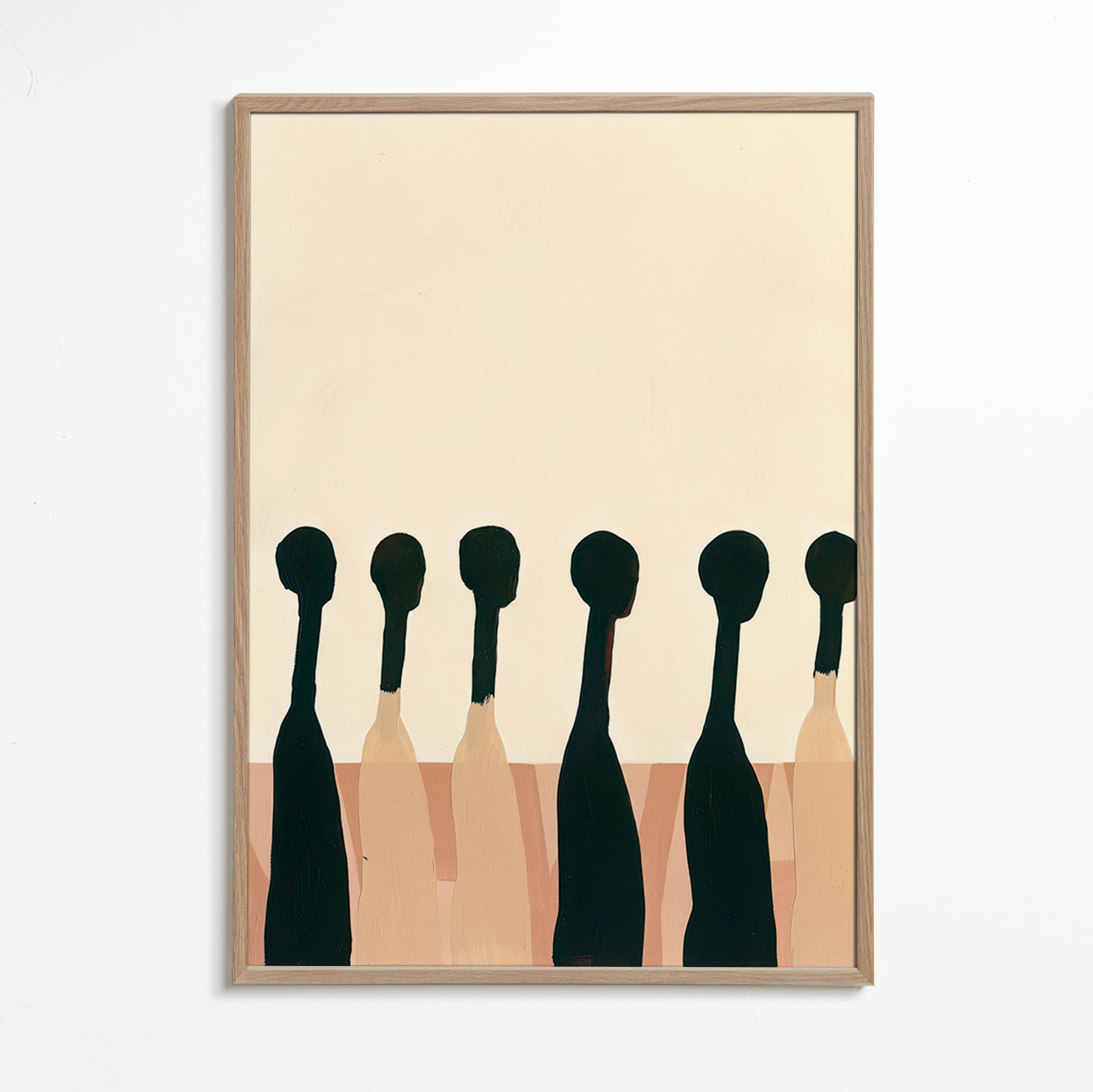 Abstrakt kunst med udstrakte figurer – Oak Frame