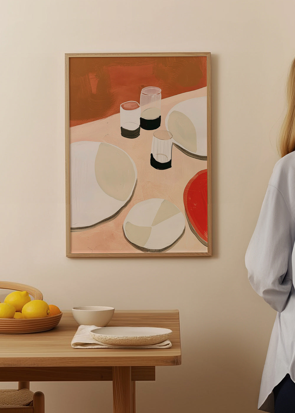 Køkkenkunst minimalistisk med tallerkener og glas – Product1