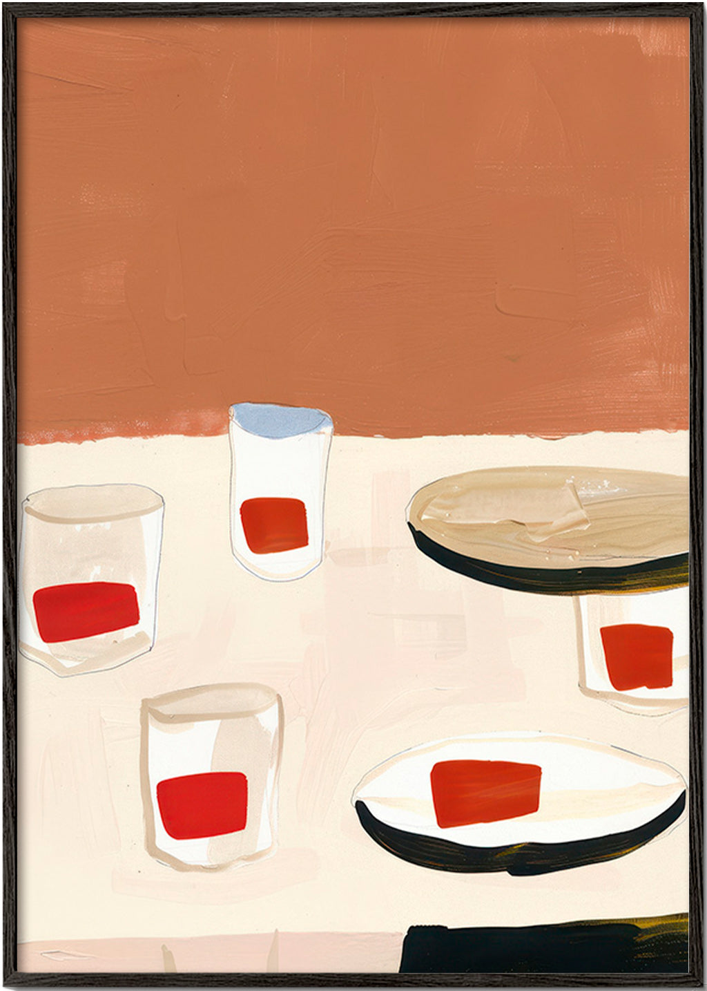 Køkkenkunst med glas og tallerkener – Black Frame