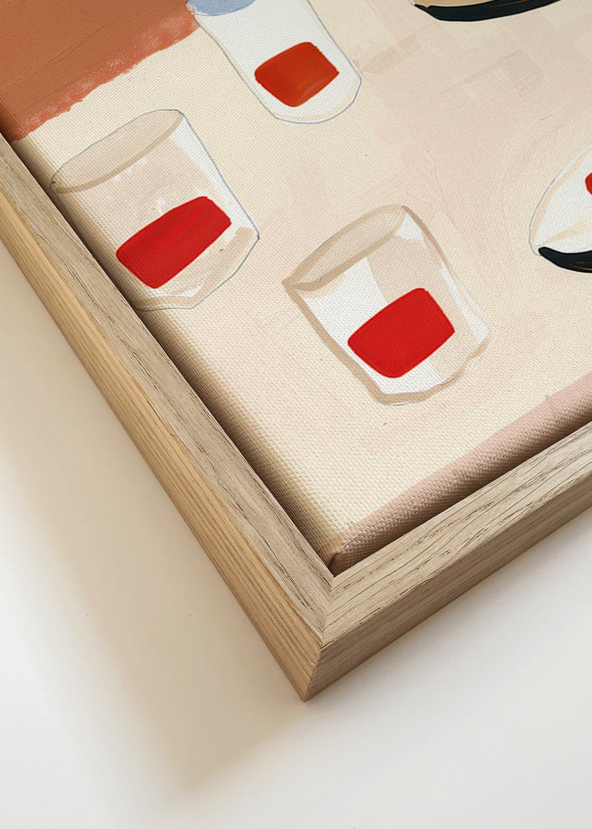 Køkkenkunst med glas og tallerkener – Canvas detail