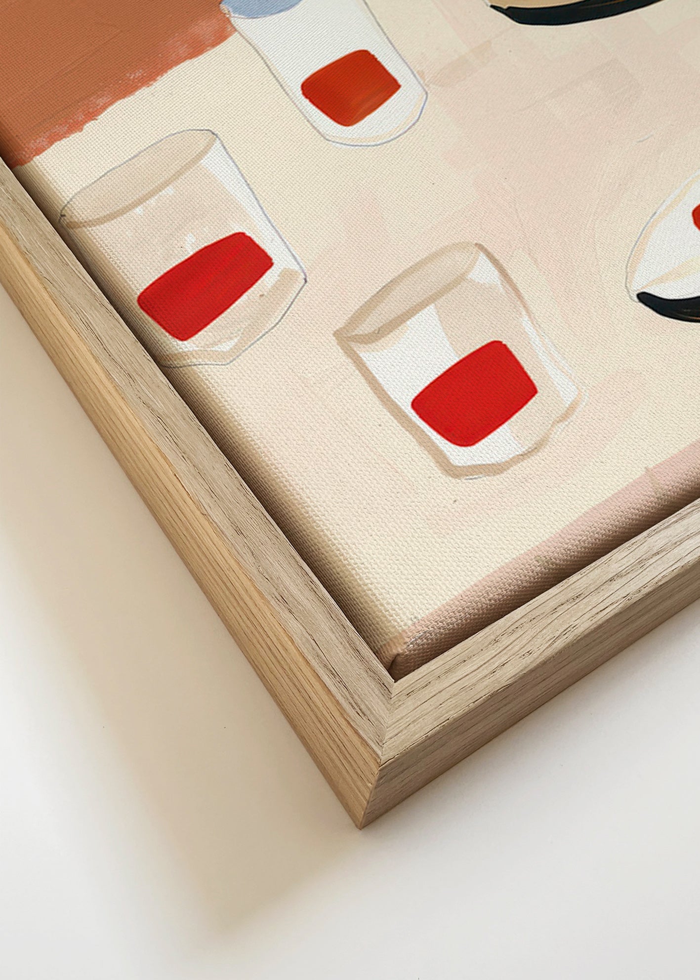 Køkkenkunst med glas og tallerkener – Canvas detail