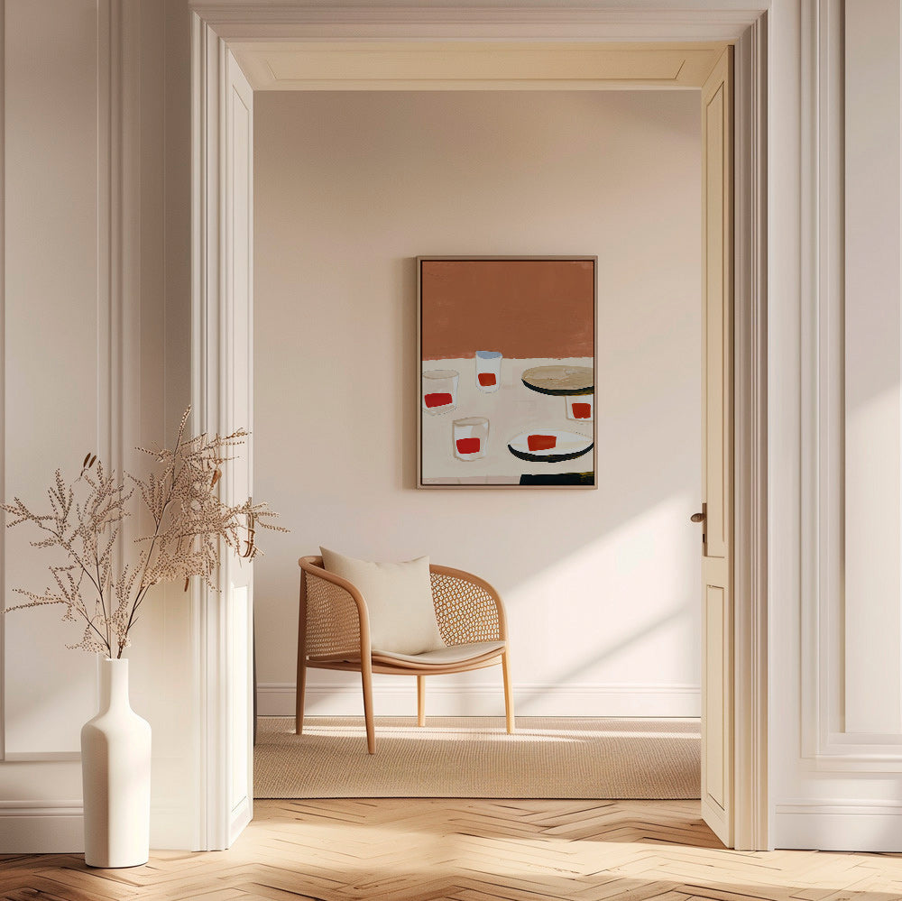 Køkkenkunst med glas og tallerkener – Canvas1