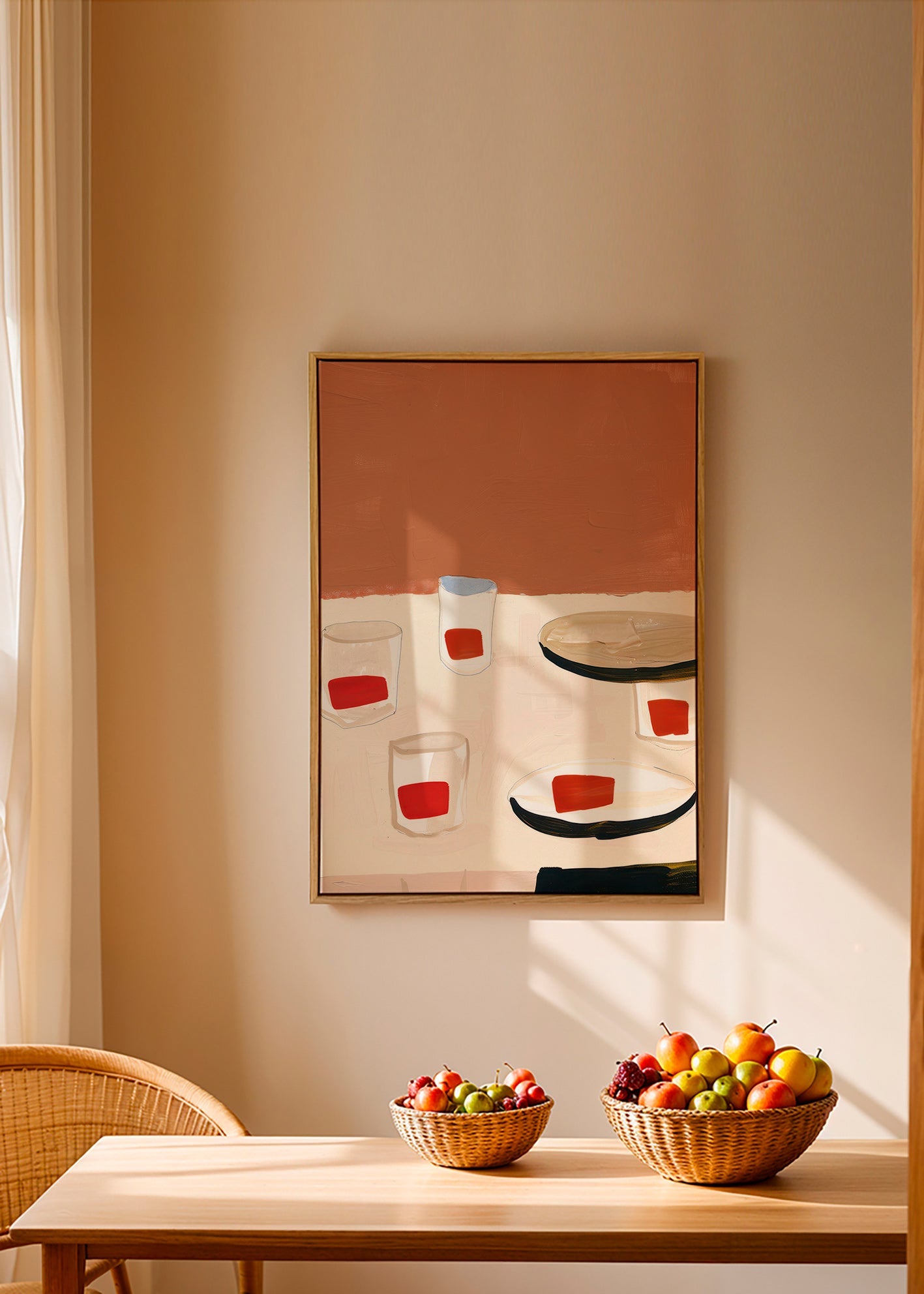Køkkenkunst med glas og tallerkener – Canvas2
