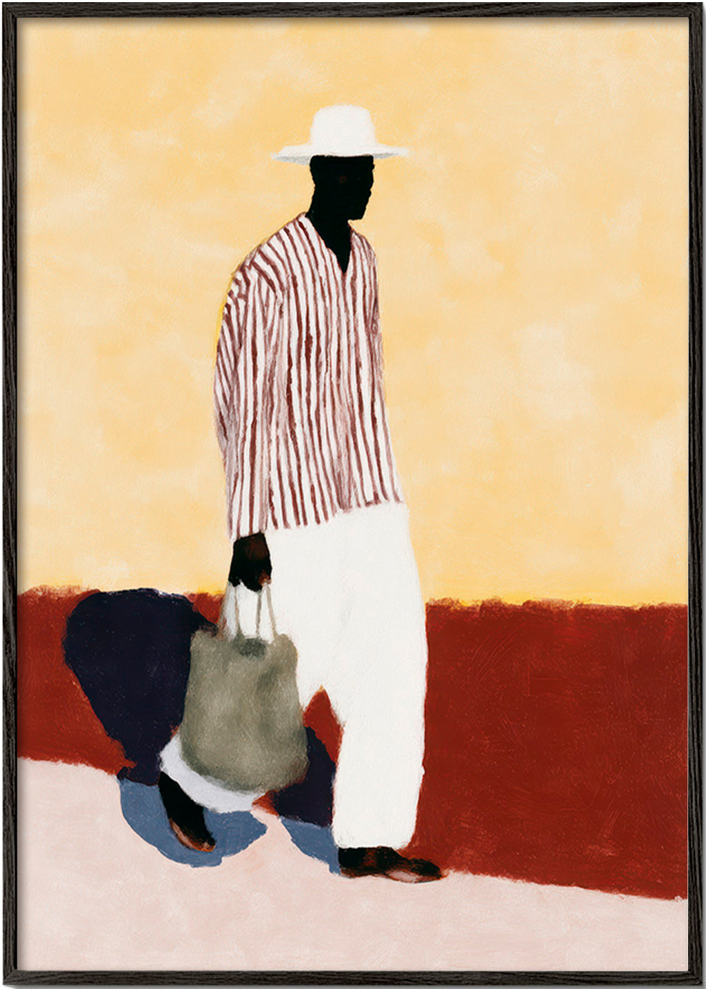 Illustration af gående figur med hat – Black Frame