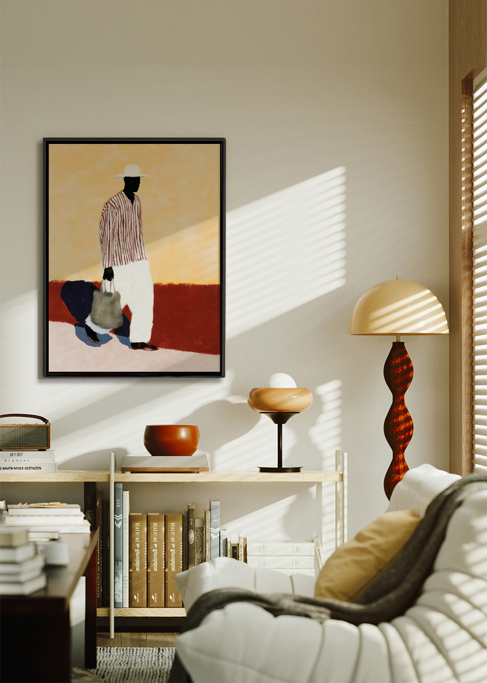 Illustration af gående figur med hat – Canvas2