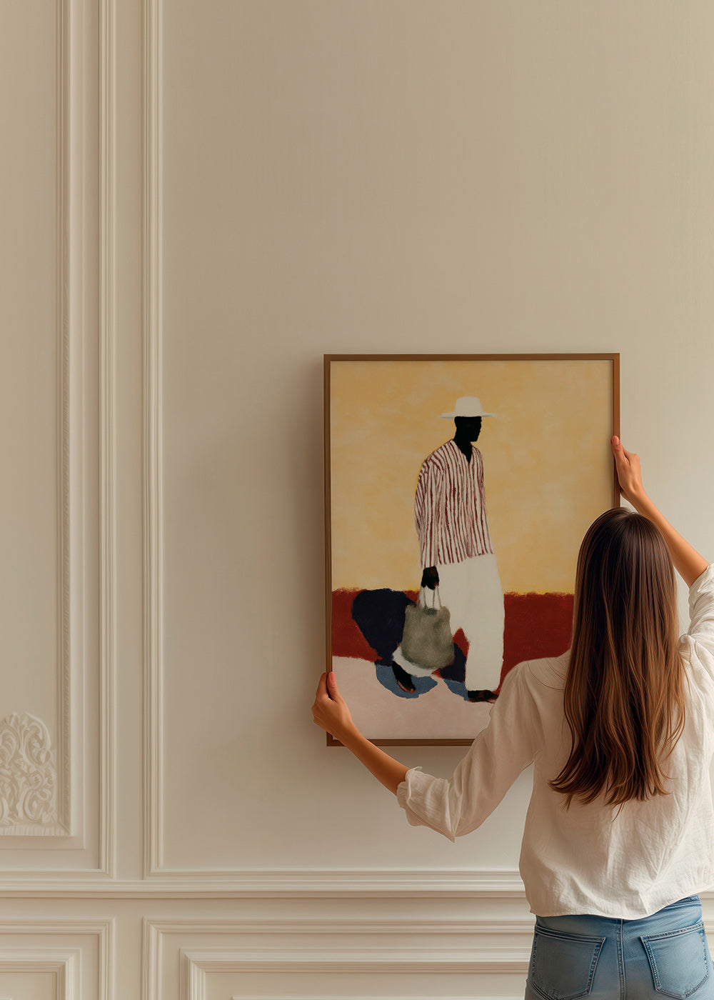 Illustration af gående figur med hat – Product3