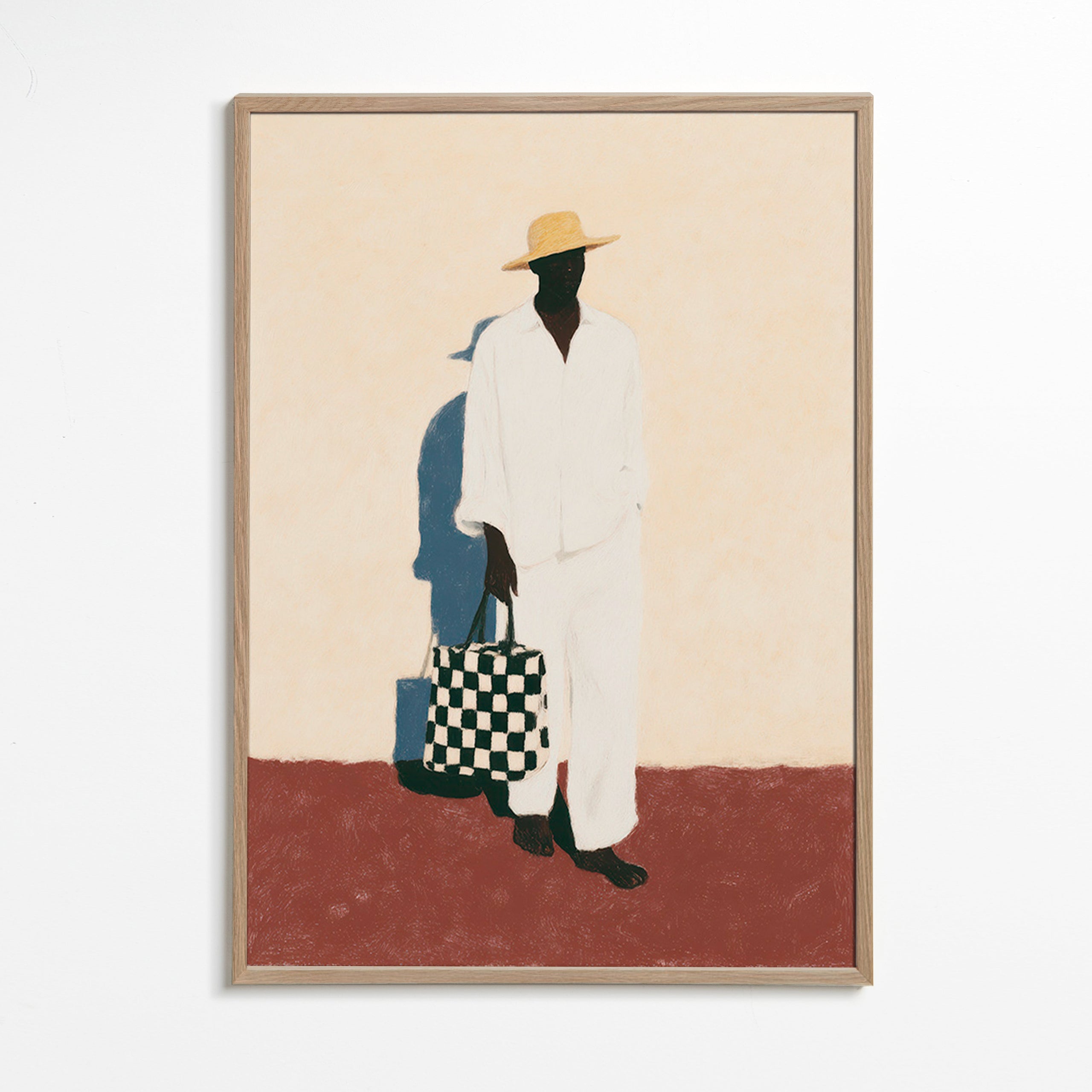 Minimalistisk design med figur i hvidt jakkesæt – Oak Frame