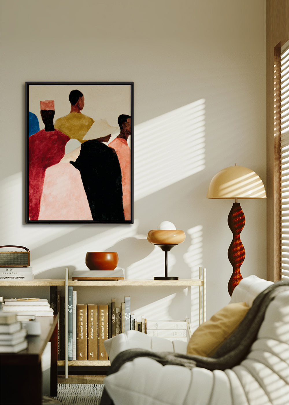 Abstrakt værk med grupperede figurer – Canvas1