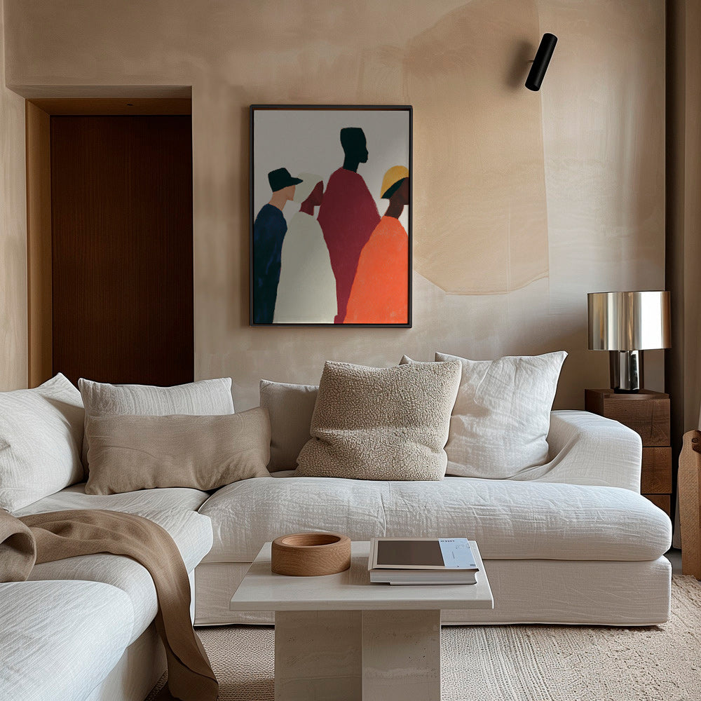 Illustration: række af stiliserede figurer – Canvas2