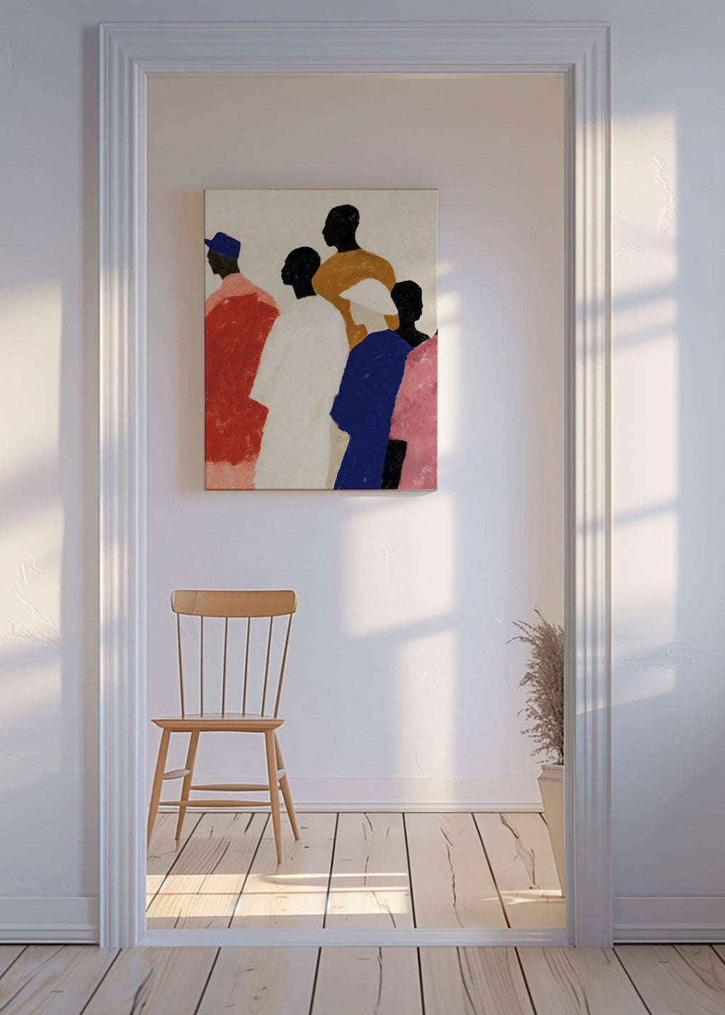 Abstrakt kunst med figurrække – Canvas