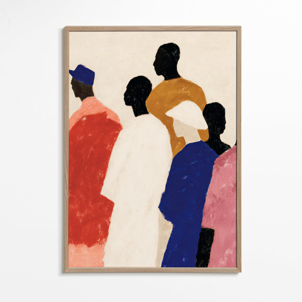 Abstrakt kunst med figurrække – Oak Frame