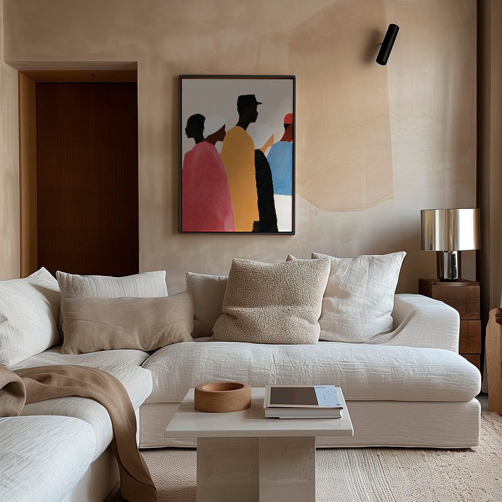 Abstrakt billede med rækker af figurer – Canvas1