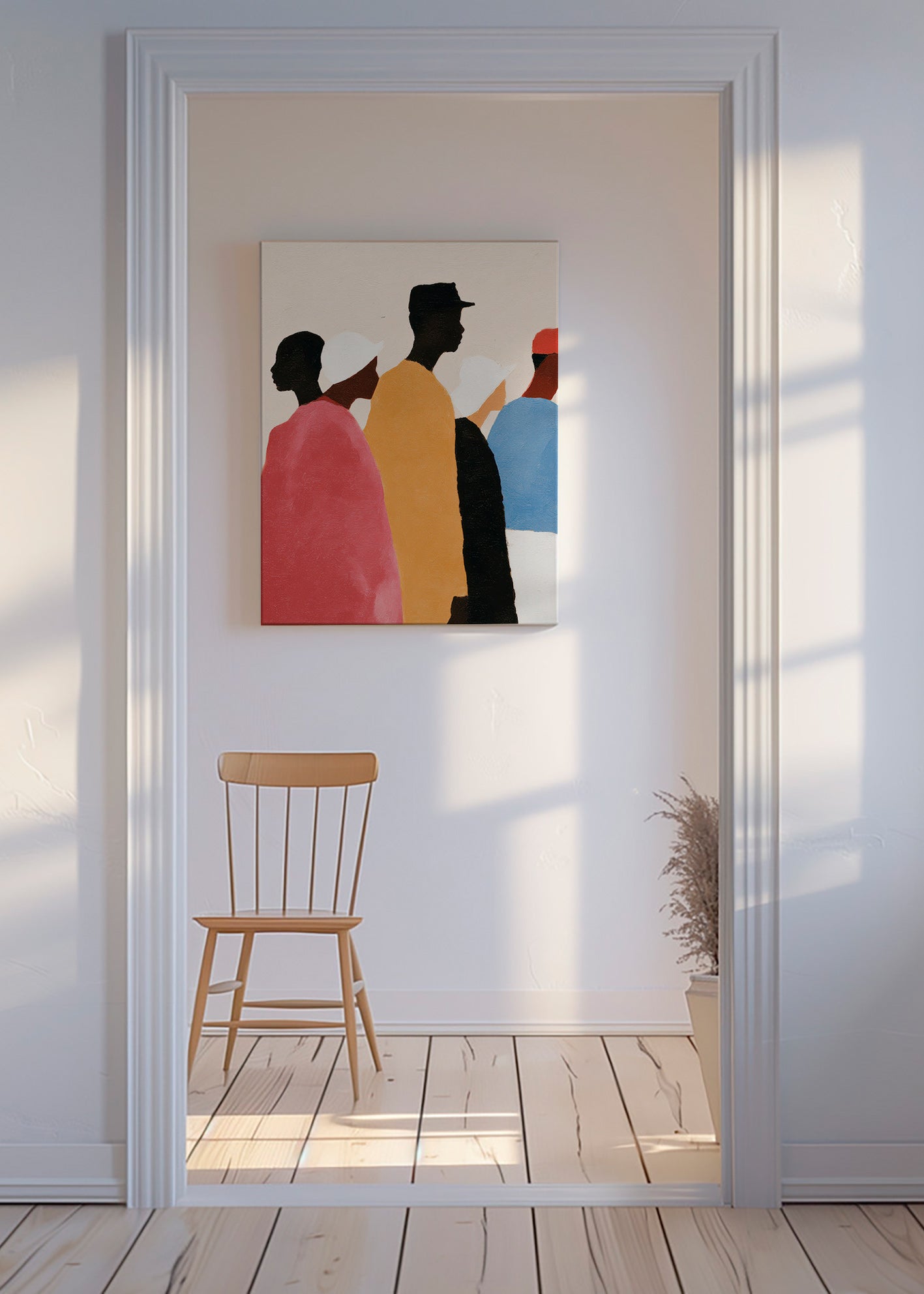 Abstrakt billede med rækker af figurer – Canvas