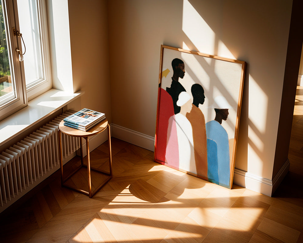 Abstrakt værk med figurer på række – Product3