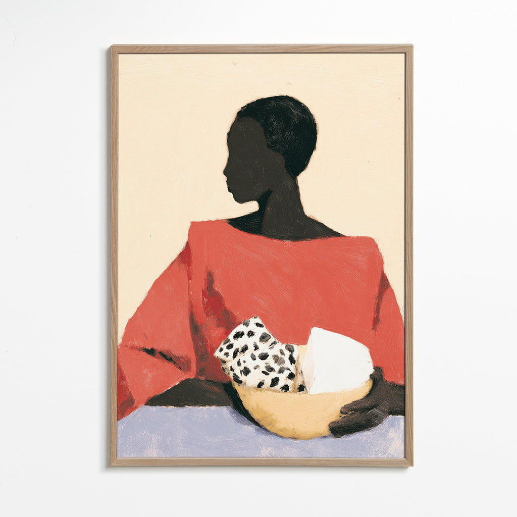 Køkkenkunst: kvinde med skål – Oak Frame