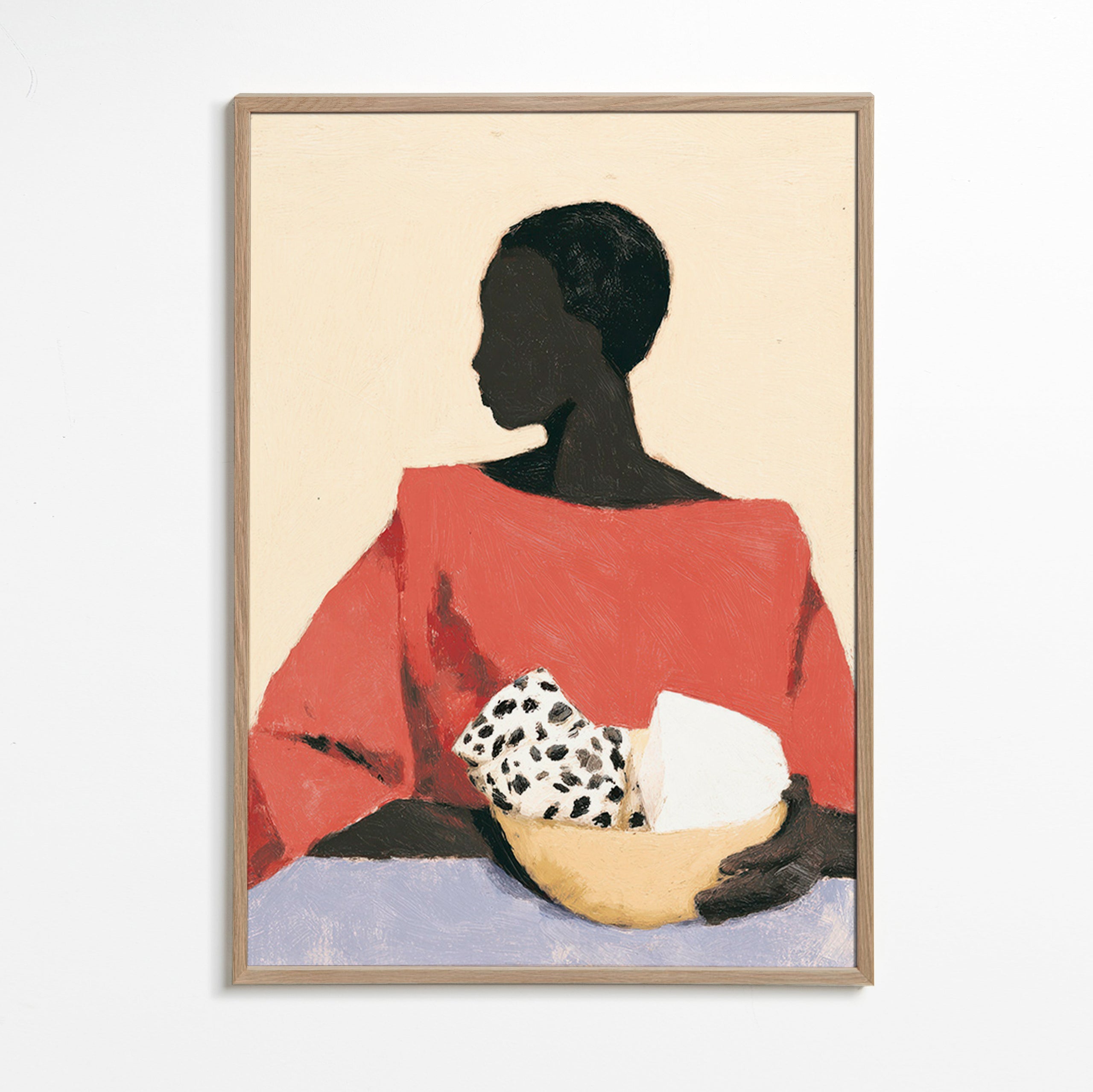 Køkkenkunst: kvinde med skål – Oak Frame