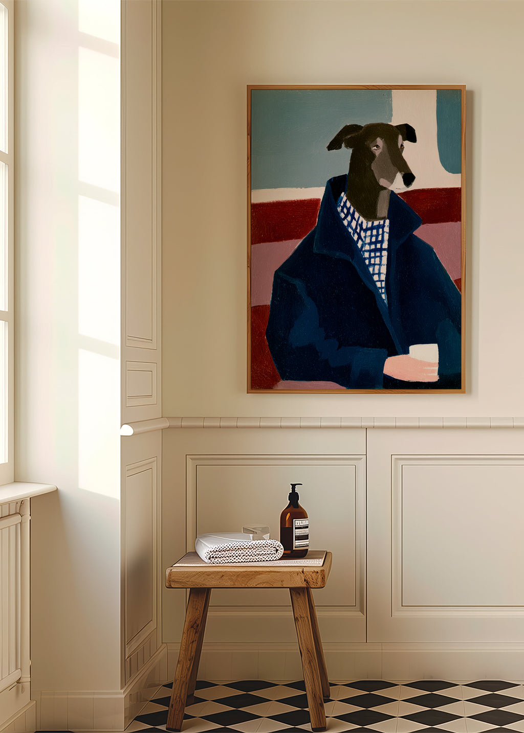 Greyhound-portræt i blå frakke – Product2