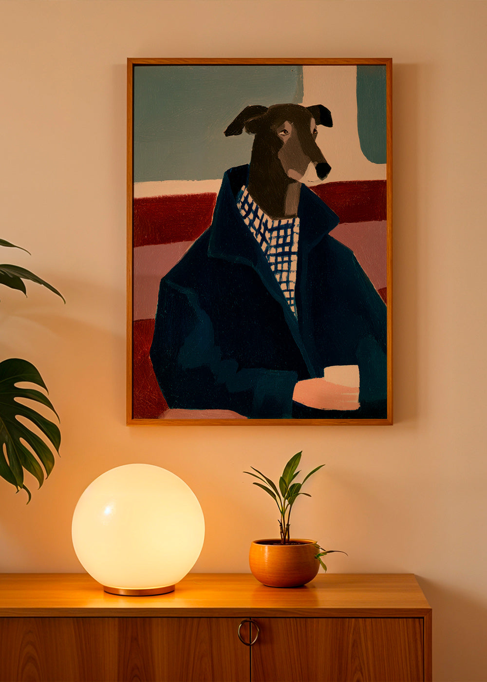 Greyhound-portræt i blå frakke – Product3
