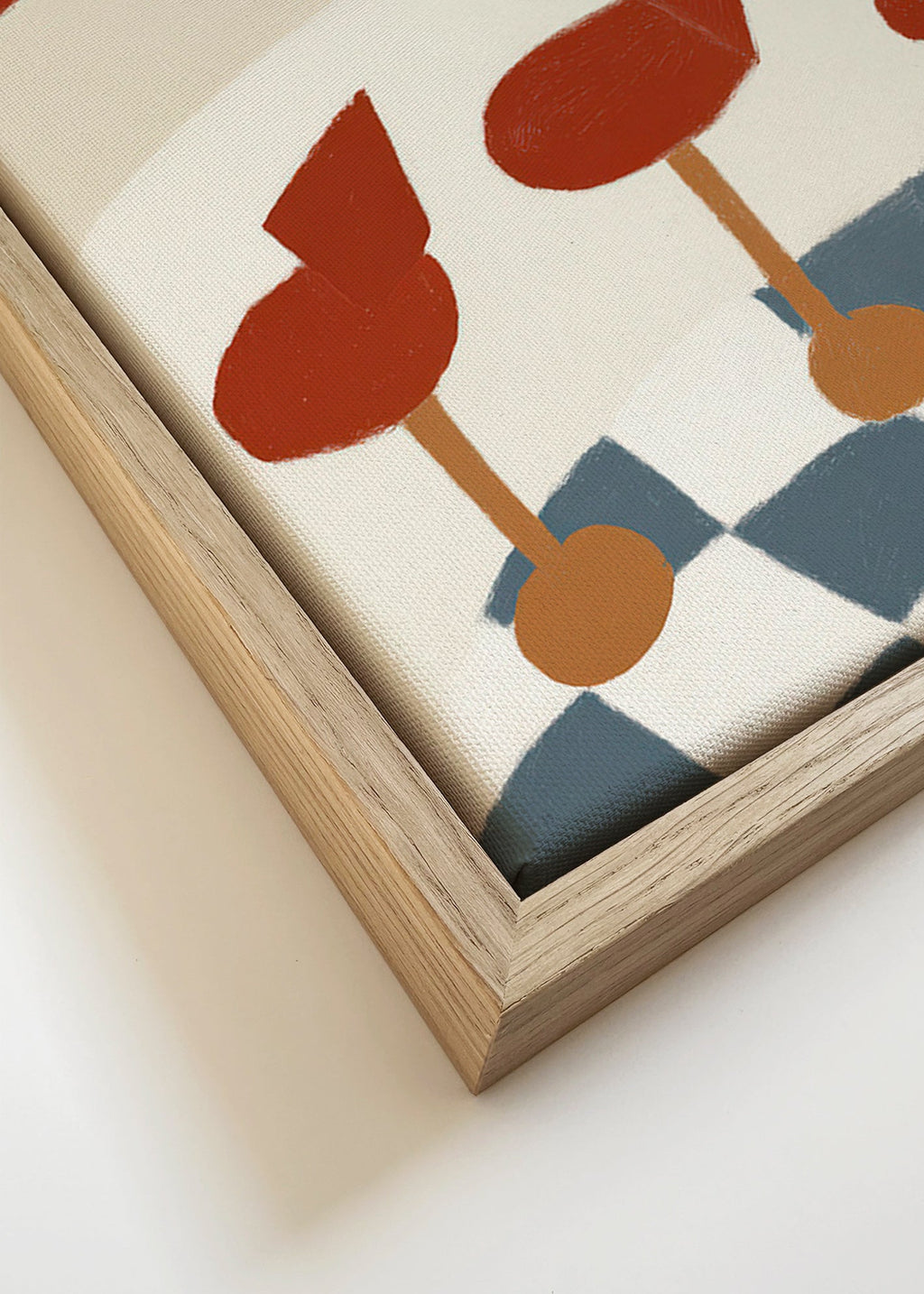 Køkkenkunst med røde barstole og skakternet gulv – Canvas detail