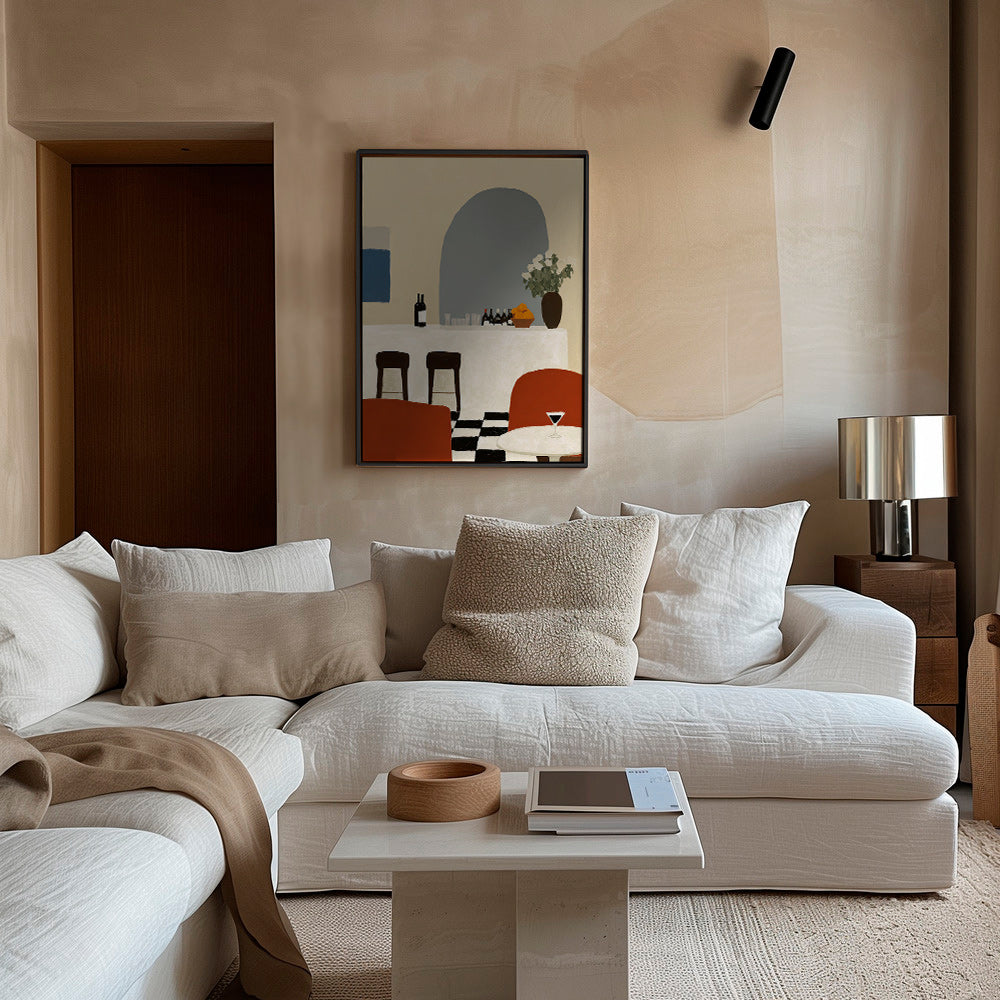 Køkkenkunst med bue og minimalistisk bar – Canvas2