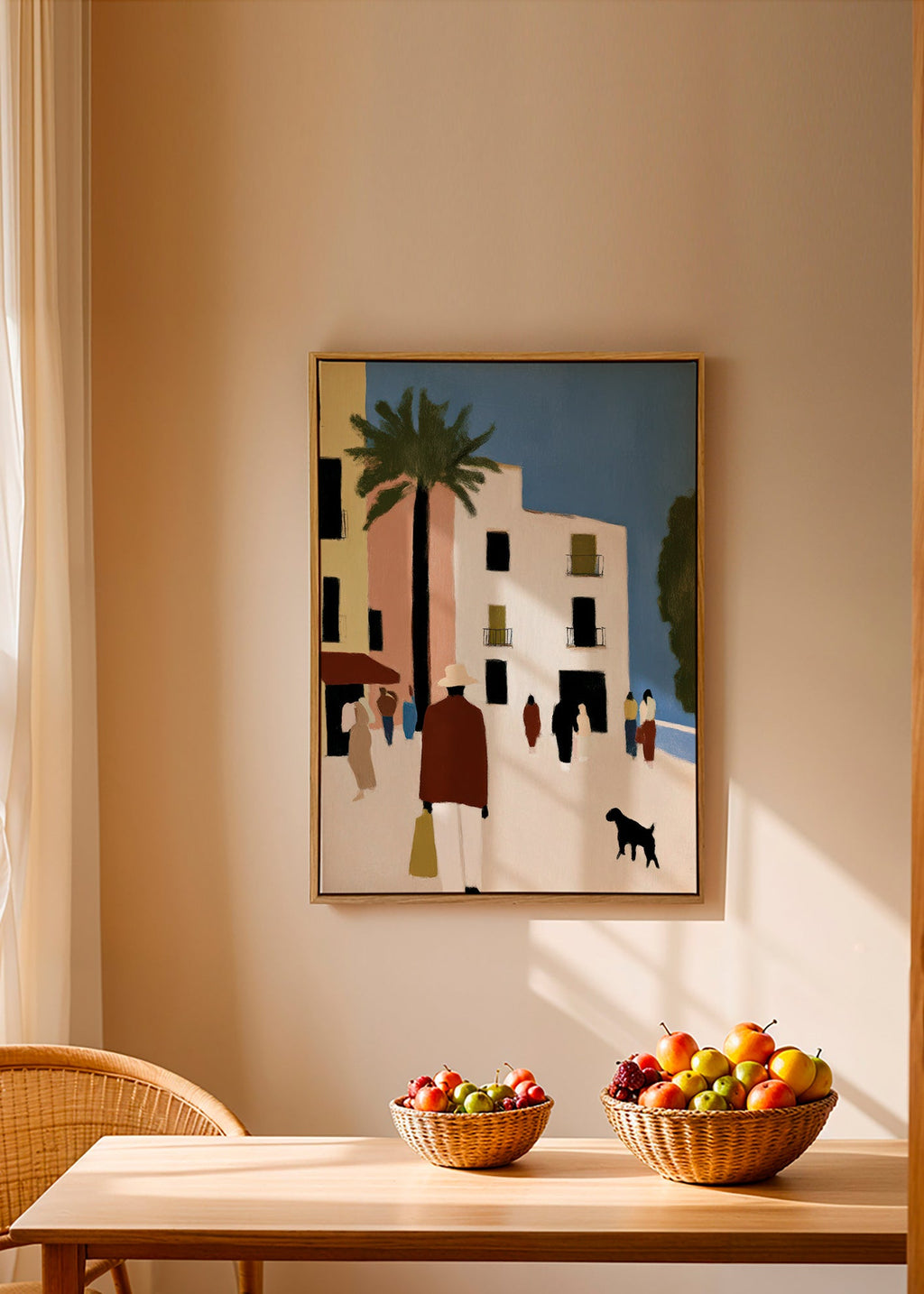 Køkkenkunst: Middelhavs-gåtur med palme – Canvas1