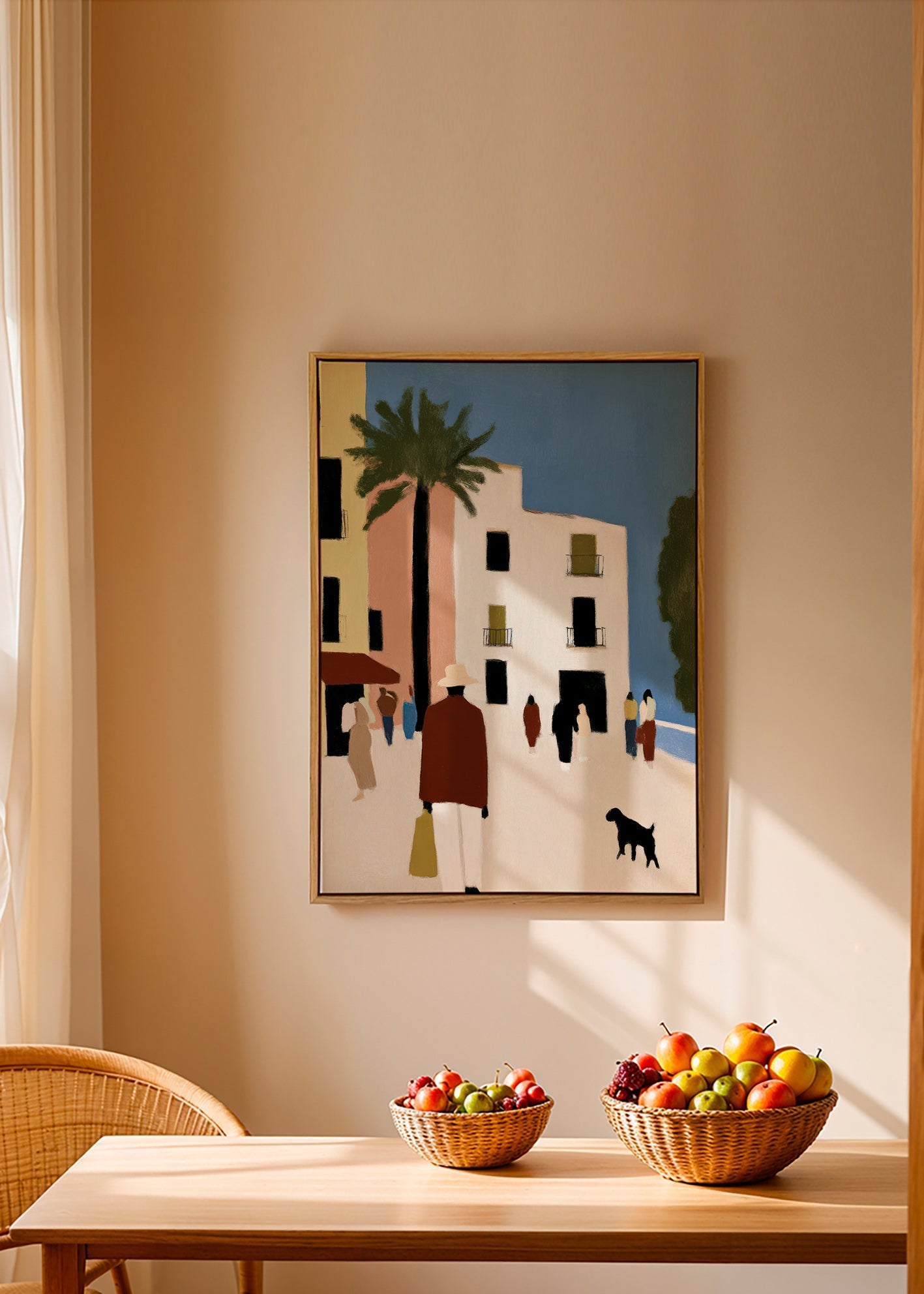 Køkkenkunst: Middelhavs-gåtur med palme – Canvas1