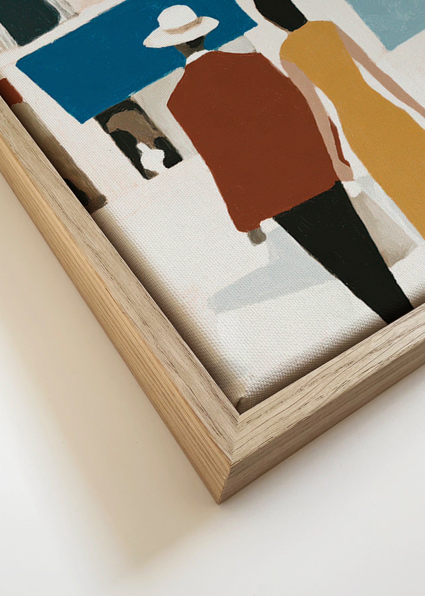 Illustration af par foran minimalistisk facade – Canvas detail