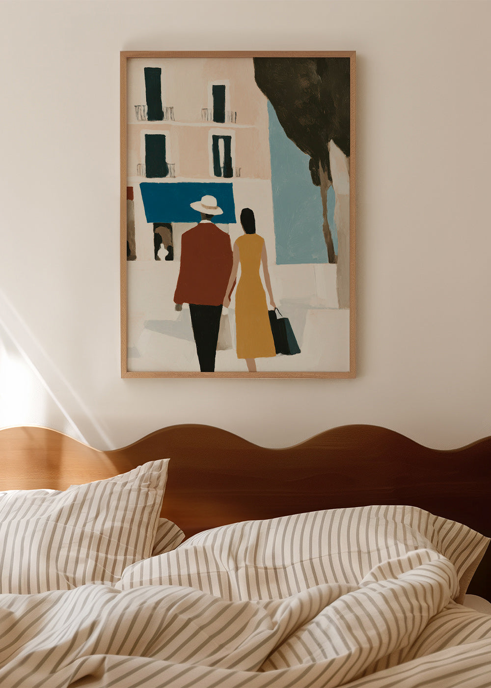 Illustration af par foran minimalistisk facade – Product1