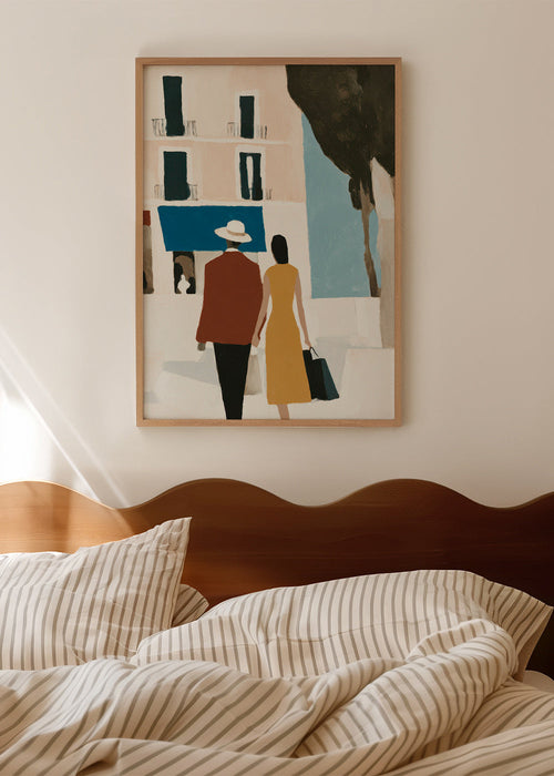 Illustration af par foran minimalistisk facade – Product1